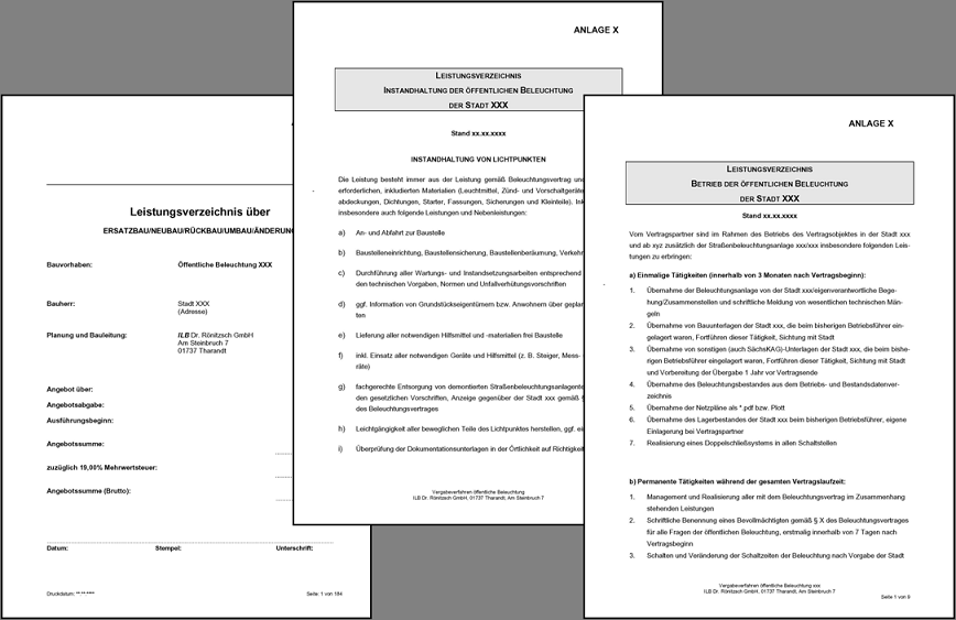 Fuszug aus den Leistungsverzeichnissen zum Vertrag